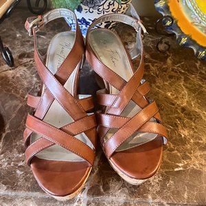 Brown Wedge Sandals Size 8